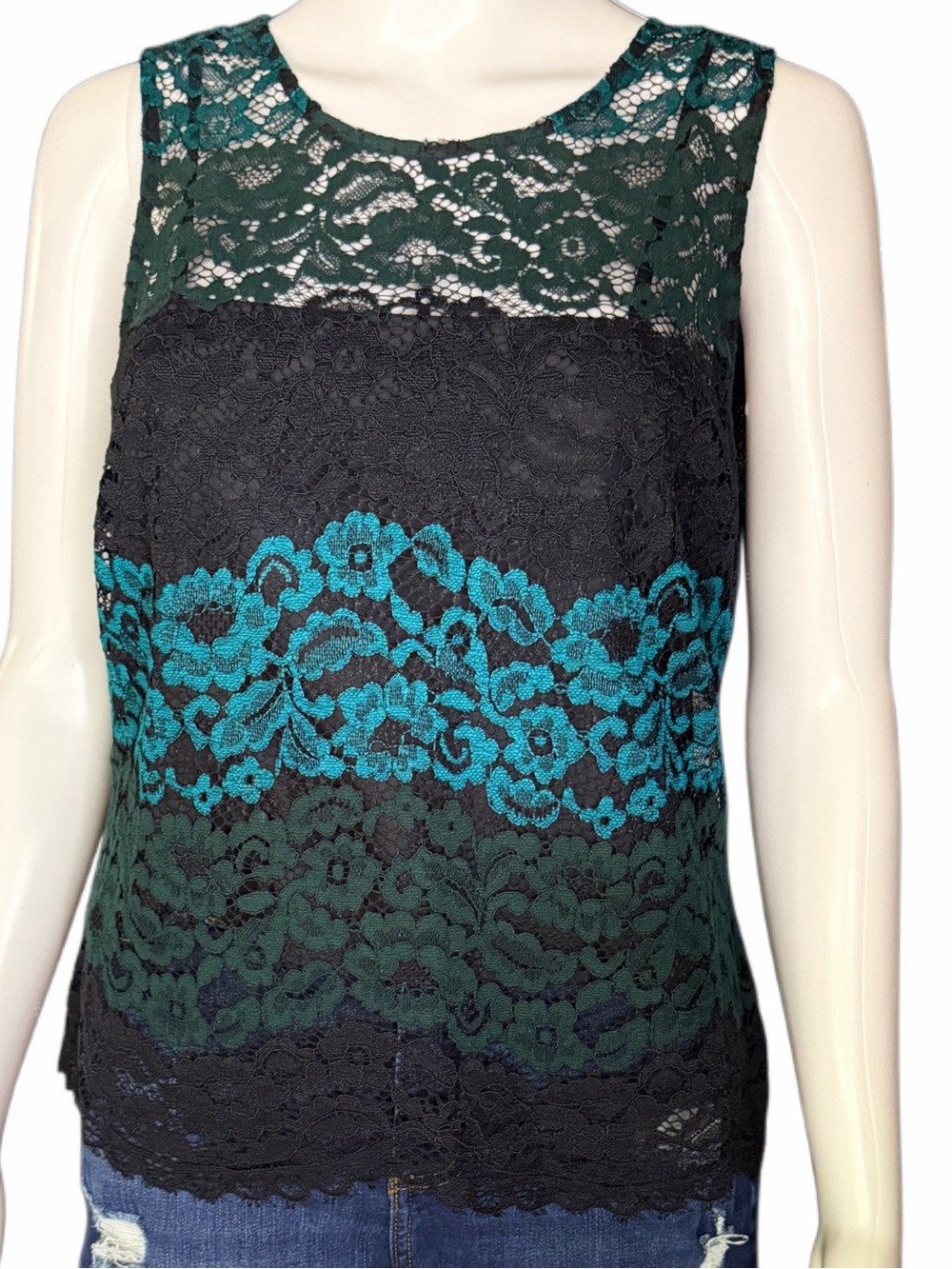 Banana Republic Petite Small Lace Sleeveless Top NWT Black Floral Sheer Blouse